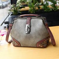 ราคา Retro Small PU Leather Crossbody Bag for Women Fashion Rivent Design Doctor Handbag Female Solid Color Top Handle Shoulder Totes (11313695485)