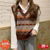 ราคา FF เสื้อกั๊กไหมพรมเกาหลี แฟชั่นหญิงพร้อมส่ง เสื้อกั๊กไหมพรม ลายวินเทจ ใส่สวย ดูหรูหรา มุ้งมิ้ง ฟรุ้งฟริ้ง 3a10 ส่งฟรี (16555244278)