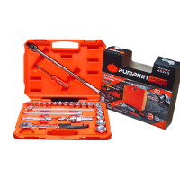 ราคา ชุดบล็อก 27pcs PRO EVO27X 40263 PUMPKIN 27ชิ้น ชุดบล็อก ลูกบ๊อกซ์ ขันน็อตหัวรูด80 ได้ แข็งแรง ในกล่อง พลาสติก ABS อย่างดี ด้ามบ๊อกซ์ ด้ามเลือน (9508999369)