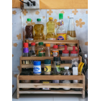 ราคา ชั้นวางขวด ชั้นวางขวดน้ำปลา ชั้นวางขวดน้ำปลาดพร้อมที่เสียบมีด ที่เสียบมีด ไม้สัก ไม้สักแท้ (9182875539)