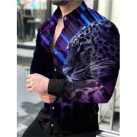 ราคา Men 39s Social Shirt Turn down Collar Buttoned Shirt Long Sleeve Tops Men 39s Clothing Streetwear Cardigan Print Fun Animal Casual (17794257864)