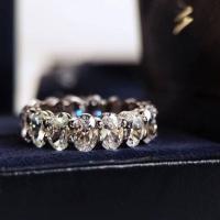 ราคา คุณภาพสูง Luxury Shiny Brilliant Diamond Tryst Prong Set Oval Emerald Cut Timeless Wedding Statement Ring 18K White Gold Plated On 925 Silver Not Fade Not Rust Stackable Ring (16306141282)