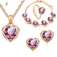 ราคา 4ชิ้น เซ็ตเงาสง่างามสร้อยคอต่างหูสร้อยข้อมือแหวนปรับผู้หญิง Rhinestone หัวใจจี้สร้อยคอชุดเครื่องประดับสร้อยคอต่างหูสร้อยข้อมือ (11572721948)