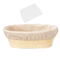 ราคา 10 Inch Oval Shaped Bread Banneton Proofing Basket Baking Dough Bowl Gifts for Bakers Proving Baskets for Sourdough Lame Bread Slashing Scraper Tool Starter Jar Proofing Box (13773063956)