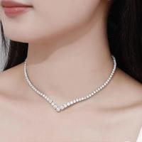 ราคา EWYA Sparkling Real Full Moissanite V Design Tennis Necklace for Women S925 Sterling Silver Diamond Chain Necklaces Fine Jewelry (20661917062)