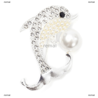 ราคา remai เข็มกลัดติดเสื้อรูปปลาโลมาไข่มุกหรูหราแฟชั่นสไตล์เกาหลีเข็มกลัดติดเสื้อรูปสัตว์เครื่องประดับติดปกเสื้อ (20801185406)