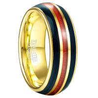 ราคา BONLAVIE 8mm Gold Tungsten Carbide Ring Inlaid Black Guitar Strings Red Carbon Fiber Domed Edge Tungsten Steel Engagement Wedding Ring (20331010874)