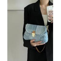 ราคา Niche fashion underarm baguette bag women 2023 new retro lock denim high end portable shoulder bag MAY (19026521697)