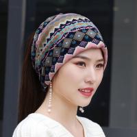 ราคา หมวกผ้าโพกศีรษะมัดผมหางม้าแฟชั่นสำหรับฤดูใบไม้ร่วงและฤดูหนาวหมวกผ้าโพกศีรษะคลุมหัวลายดอกไม้สไตล์ชนเผ่าหมวกคนท้องหัวล้านคลุมหัวแบบซ้อน (13020962664)