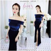 ราคา ชุดออกงาน ชุดราตรี เดรสออกงาน บายเนียร์ เพื่อนเจ้าสาว ผ้ากำมะหยี่ ทรงปาดไหล่ รหัสM22 (17229337787)