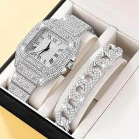 ราคา 2Pcs Set Diamond Women Watches Gold Watch Ladies Wrist Watches Luxury Brand Rhinestone Womens Bracelet Watches (20009134992)