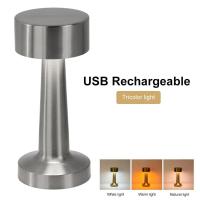 ราคา FT Retro Table Lamp Metal Touch Decor for Bar Coffee Restaurant Decoration Light Desk LED Rechargeable Night Light Bedroom Decor (21205463591)