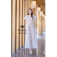 ราคา GannieShop พร้อมส่ง S 3XL dress เดรส เดรสยาว เดรสลูกไม้ ยาวอลังการมาก เดรสสีม่วง เดรสสีขาว เดรสสาวอวบ ชุดสาวอวบ ชุดออกงาน ใส่ไปงานแต่ ใส่ไปทะเล ชุดเดรส ชุดกระโปรงยาว แขนระบาย คอกลม (20077537713)