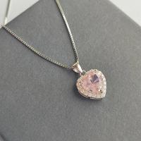 ราคา UMCHO Solid 925เงินสเตอร์ลิงสำหรับผู้หญิง Rose สีชมพู Morganite Charm หัวใจจี้สำหรับของขวัญเครื่องประดับ Fine (21170822692)