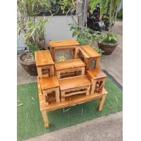 ราคา CPG โต๊ะหมู่บูชาไม้สัก หมู่7หน้า7 ขนาดรวม 80x62สูง 92CM โต๊ะหมู่บูชา โต๊ะบูชาพระ โต๊ะไหว้พระ สีสักธรรมชาติเคลือบเงา K 215 (14159165471)