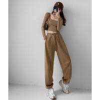 ราคา ส่งของ กางเกงวอร์มทรงหลวมสไตล์อเมริกัน กางเกงเอวสูง กางเกงขายาวผู้หญิง กางเกงวอร์มสายฝอ สุดปัง เอวยางยืด มีเชือกผูก มีกระเป๋าด้านข้าง LZA542 (19691992135)