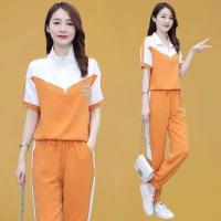 ราคา ชุดกีฬาเซ็ทเสื้อผ้าสตรีสองชิ้นเสื้อผ้าสตรีสองชิ้นทรงหลวมไซส์หลวมสไตล์เกาหลีแบบใหม่ฤดูร้อน (18724647952)