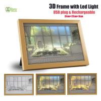 ราคา กรอบรูปภาพวาดไฟ Led 3มิติแบบชาร์จไฟได้โคมไฟตั้งโต๊ะ3สีแบบอินส์นอร์ดิกแบบ DIY โคมไฟติดผนังงานศิลปะไม้ในร่มกรอบรูป S มีแสงสว่างขึ้นตกแต่งกรอบติดผนังกรอบรูป (20590813951)