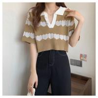 ราคา SGH0143 เสื้อครอปไหมพรมลายหัวใจน่ารักๆ ครอปแต่งกระดุมหัวใจเพชร (18468262885)