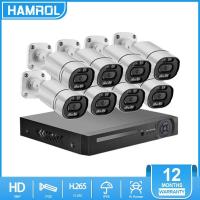 ราคา Hamrol 8CH 4K 8MP H 265 POE Security Camera System Two Way Audio P2P Video Surveillance Kit Color Night Vision Outdoor Home CCTV IP Camera Set Xmeye APP (14739363788)