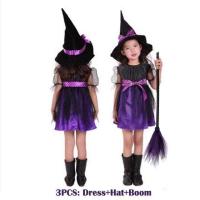 ราคา เด็กสาวฮาโลวีนแม่มดสีม่วงเครื่องแต่งกายเด็กคอสเพลย์หมวกสีแดงชุดเจ้าหญิงพรรคคอสเพลย์ชุดเคปกับถุงฟักทอง (20575322909)