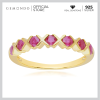 ราคา Gemondo แหวนเงินแท้ 925 Sterling Silver ชุบทอง ประดับทับทิม Ruby ดีไซน์แหวนกากบาท แหวนพลอยผู้หญิง (16343974397)