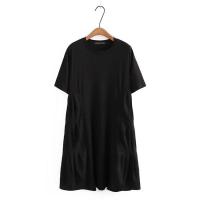 ราคา มีไซส์ใหญ่ Plus Size 2XL 4XL Womens Round Neck Solid Color Midi Dress Solid Color Short Sleeve Summer Dresses Vintage Black Vestidos (19537119597)