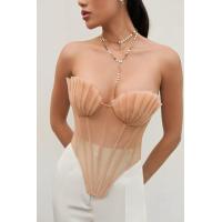 ราคา Hot sell Chic Women Strapless Sheer Mesh Mermaid Sea Shell Vest Crop Backless Lace up Tank Top Party Clubwear Crop Top Streetwear (20507056050)