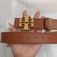 ราคา Tory Burch TB เข็มขัดหนังแท้สำหรับผู้ชายเข็มขัดเครื่องประดับแฟชั่นลายลิ้นจี่สองด้านสำหรับชายหนุ่ม3 8ซม (20637987872)