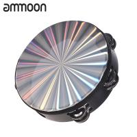 ราคา ammoon กลองตีด้วยมือทามบูรีนไม้สะท้อนแสงขนาด8นิ้ว 10นิ้วพร้อมเครื่องดนตรีเพอร์คัสชั่นชุดกลองสะท้อนแสงสองเสียงเอะอะเสียงโลหะกระทบกัน (18479685110)