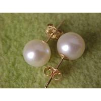 ราคา good HOT AAA 8 9MM NATURAL SOUTH SEA WHITE PEARL EARRINGS 14k20 GOLD MARKED (10367525426)