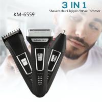 ราคา KEMEI KM6559 เครื่องโกนหนวดไฟฟ้า สีดำ ที่โกนหนวดไร้สาย มีดโกนหนวดไฟฟ้า BLACK Multi functional 3in1 Hair clipper แบตเตอเลี่ยนตัดผม ปัตเลียนโกนหนวด ชาร์จไร้สาย (19512725541)