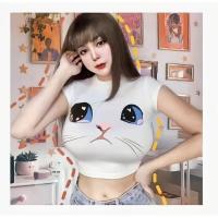 ราคา Bentoy เอวลอย เสื้อยืดครอป แขนสั้นเอวลอย สกรีนลายอนิเมะ นมโต สุดฮิต 8378 (16369082161)