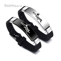 ราคา Eounthbard 2ชิ้น เซ็ตสร้อยข้อมือคู่รักซิลิโคนกีฬาทันสมัยกำไลข้อมือมงกุฎสีขาวดำ Her King His Queen สร้อยข้อมือสแตนเลสของขวัญ สร้อยข้อมือเครื่องราง (12360295324)