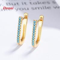 ราคา คุณภาพดี ต่างหูเพชรเทอร์คอยส์อเนกประสงค์สำหรับผู้หญิง S925เงินสเตอร์ลิงเรียบง่ายต่างหูนำสมัยหรูหราน้ำหนักเบา (21253795727)