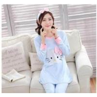 ราคา ชุดนอนขายาว ผ้านุ่ม หนา ชุดนอนน่ารัก ชุดนอน คิตตี้ เสื้อแขนยาว กางเกงขายาว ชุดนอนผู้หญิง ครบเซ็ท พร้อมส่ง (642156902)