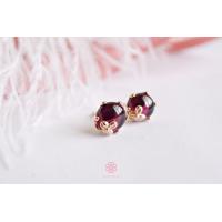 ราคา Rosenmarry ต่างหูพลอยโกเมนแท้ ตัวเรือนเงินแท้ 925 ชุบพิงค์โกวล จัดส่งฟรี RE039 พลอยแท้เสริมดวง ของขวัญ (18960664205)