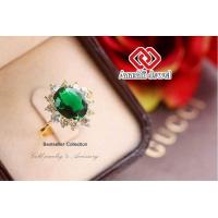 ราคา แหวนทอง ประดับพลอยสีเขียวมรกต ล้อมเพชร Green CZ Ring แหวน พลอยสีประจำวันเกิด เสริมดวง แหวนพลอย แหวนผู้หญิง เสริมโชคลาภ เรียกทรัพย์ (602120946)