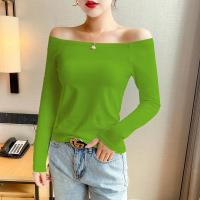 ราคา เสื้อตัวในคอปาดสีขาวสำหรับผู้หญิงเสื้อเปิดไหล่แขนยาวเซ็กซี่สำหรับฤดูร้อนเสื้อยืดปาดไหล่ผ้าฝ้ายแท้เข้ารูปแฟชั่นใส่แล้วดูผอมเพรียว (15489980687)