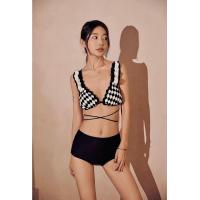ราคา พร้อมส่ง Knit Bra Highwaist ชุดว่ายน้ำทูพีช ทรงเอวสูงสีดำ (21255939308)