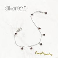 ราคา สร้อยข้อมือเงินแท้ ชุบทองคำขาวประดับหินโกเมน 4 มม สร้อยข้อมือแฮนด์เมดเงินแท้ (20499445584)