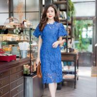 ราคา ชุดไปงาน เดรสออกงาน เดรสลูกไม้ชุดราตรีสั้น เดรสลูกไม้แขนระบายปักกลิตเตอร์ ทรงสวย หรูหราใส่ออกงาน (13925239100)