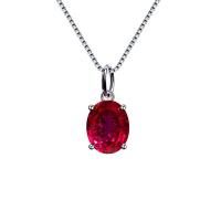 ราคา Qianxianghui Luxury Jewelry Synthetic oval Ruby Sapphire Pendant 925 Silver Necklace Lady Jewelry Birthday Gift (8163705178)