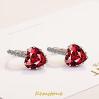 ราคา Kemstone ต่างหูรูปห่วงหัวใจเพทายรูปลูกบาศก์เคลือบสีเงินหรูหราสำหรับของขวัญเครื่องประดับสตรี (20041771451)