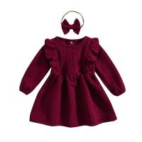 ราคา Baby Dress Spring Autumn Toddler Girls Solid Long Sleeve Ruffle Dress Headband Princess Dress 2pcs Toddler Clothes by Hs2023 (19691361833)
