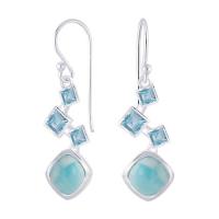 ราคา Silver thai Square dangle earrings silver crystal aquamarine turquoiseต่างหูระย้าทรงเหลี่ยมเงินแท้925คริสตัลหินอะความารีน ใส่แล้วไม่แพ้ เงินแท้925 พร้อมส่ง (12239679623)