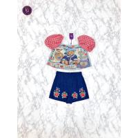 ราคา I love Teddy set ชุดเซ็ต 2 ชิ้น เสื้อแขนตุ๊กตาสีแดงลายสก็อต ผ้าทอพิมพ์ลายหมี กางเกงยีนส์ขาสั้นปักลายดอกไม้ ใส่ง่าย (21153935158)