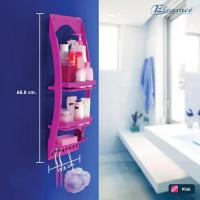 ราคา มีของแถม Elegance ชั้นวางของในห้องน้ำ สีชมพู All In One ขนาด19 6 x 68 8 ซม ชั้นวางของ แถมฟรีหัวฝักบัวอาบน้ำ (2827666392)