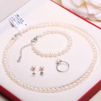 ราคา DAIMI 6 7mm Pearl Jewelry Sets 925 Sterling Silver Near Round Pearl EarringsNecklaceBracelet For Women Gift (11194688189)
