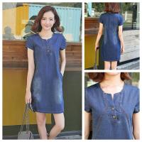 ราคา สินค้าพร้อมจัดส่ง ชุดเดรสผู้หญิง เสื้อผ้าแฟชั่น ชุดเดรสยีนส์ เดรสยีนส์หญิง ชุดเดรสสาวอวบ (19186567724)